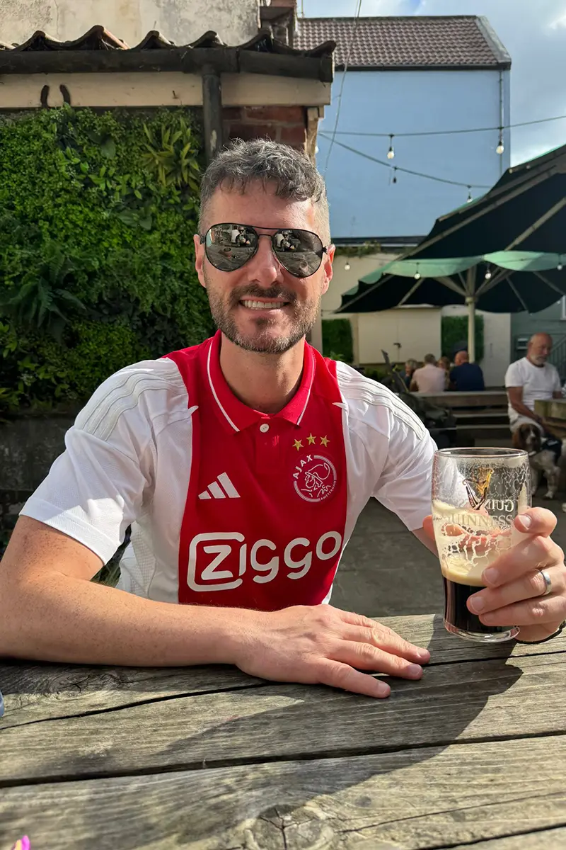 Wayne enjoying a Guinness