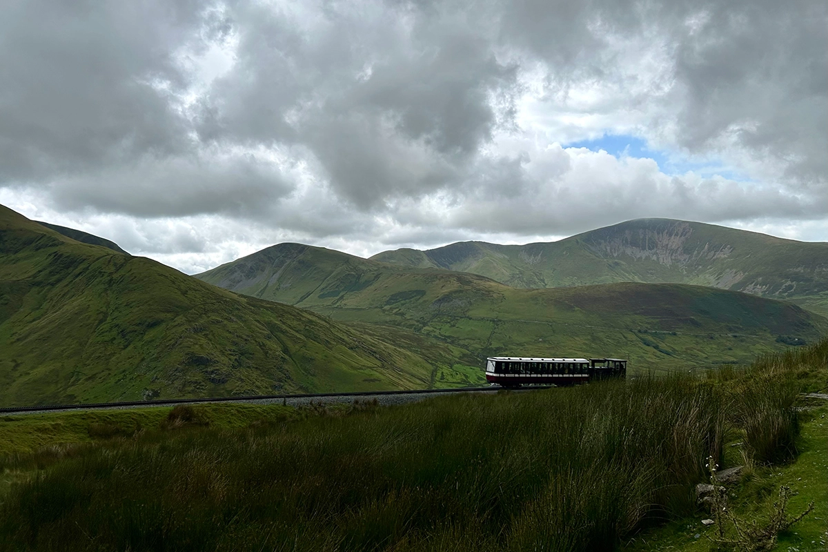 a train passing through the welsh country side