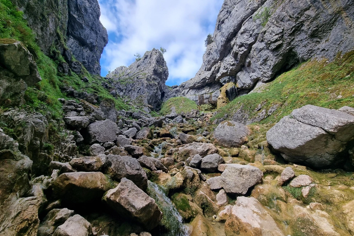 Climbing up Malham Cove