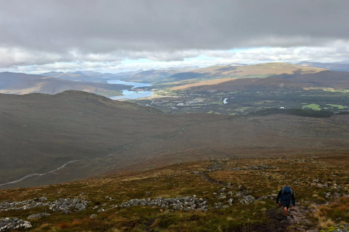View of a loch from half way up Ben Nevis