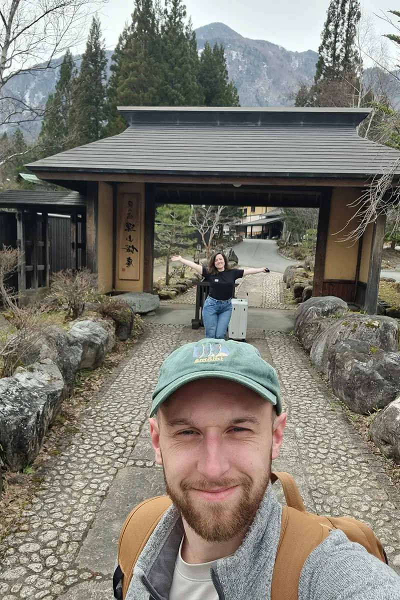 Liam and Charly at the onsen spa