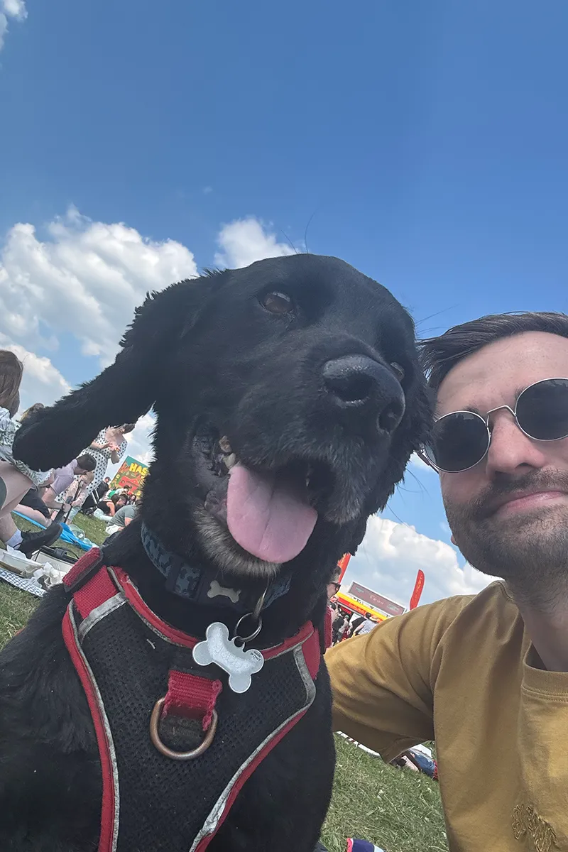 Matt and his dog at a food festival