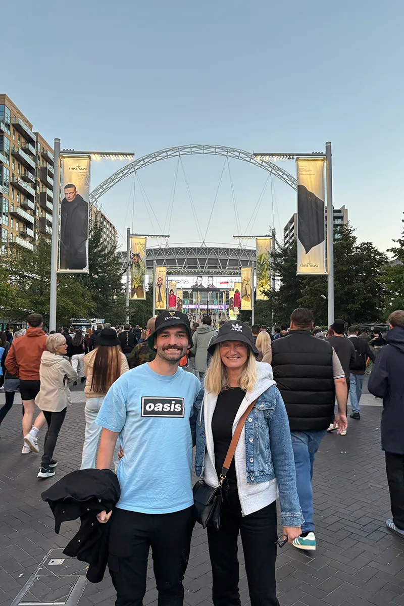 Matt and his mum at Wembley for Oasis
