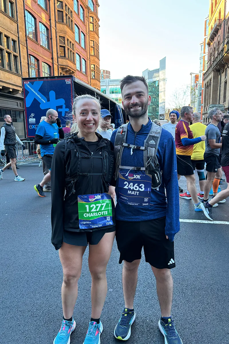 Matt and his sister doing the Leeds 10k Abbey Dash