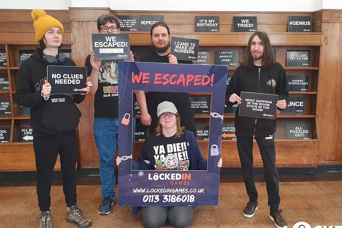 Andrew and his friends after an escape room