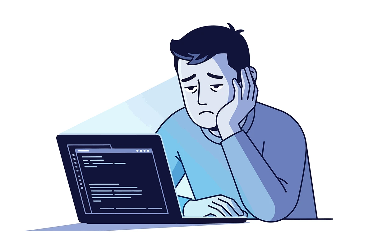 An illustration of a frustrated developer