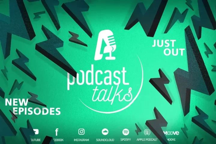 podcast talks 2d 3d graphic design flyer