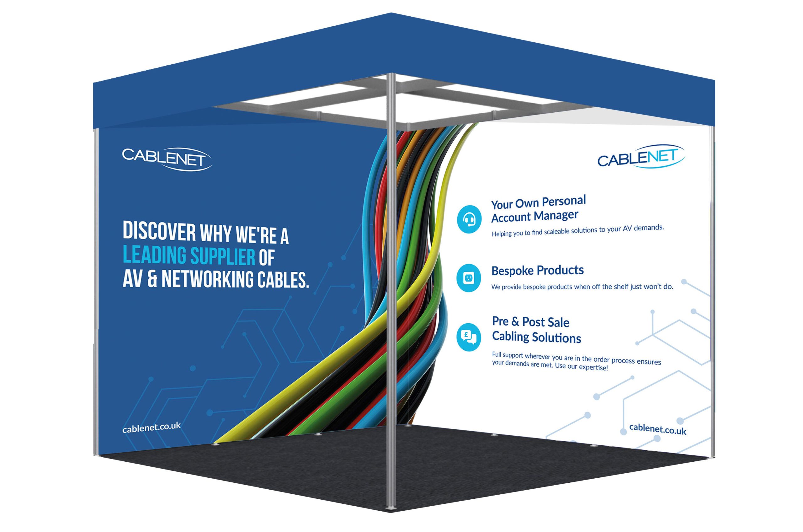 An exhibition stand designed on Adobe Illustrator