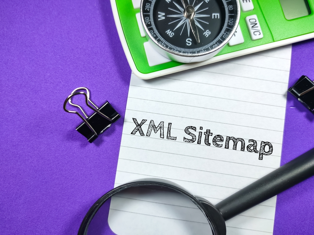 XML sitemap with a compass and a magnifying glass