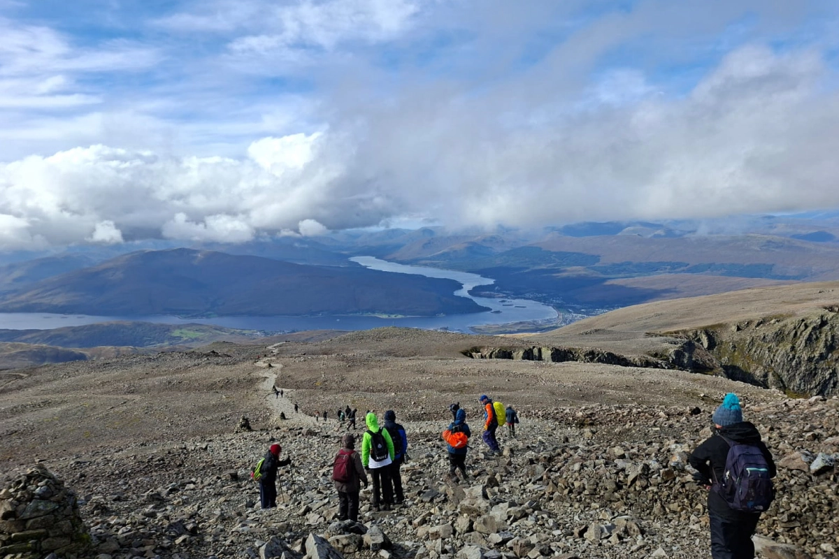 View from the top of Ben Nevis over-looking a loch