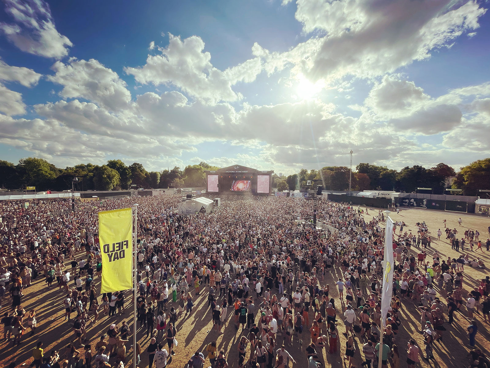 an arial shot of the field day festival