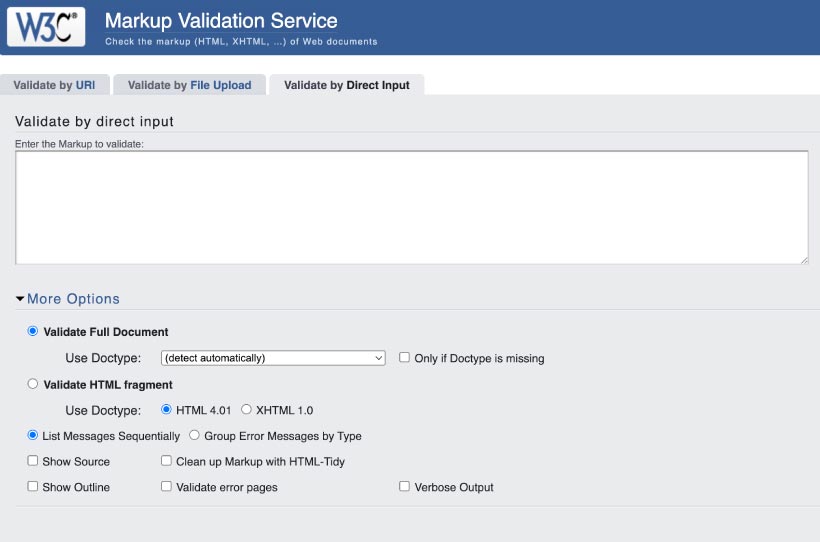 a blue and grey HTML validator from W3C