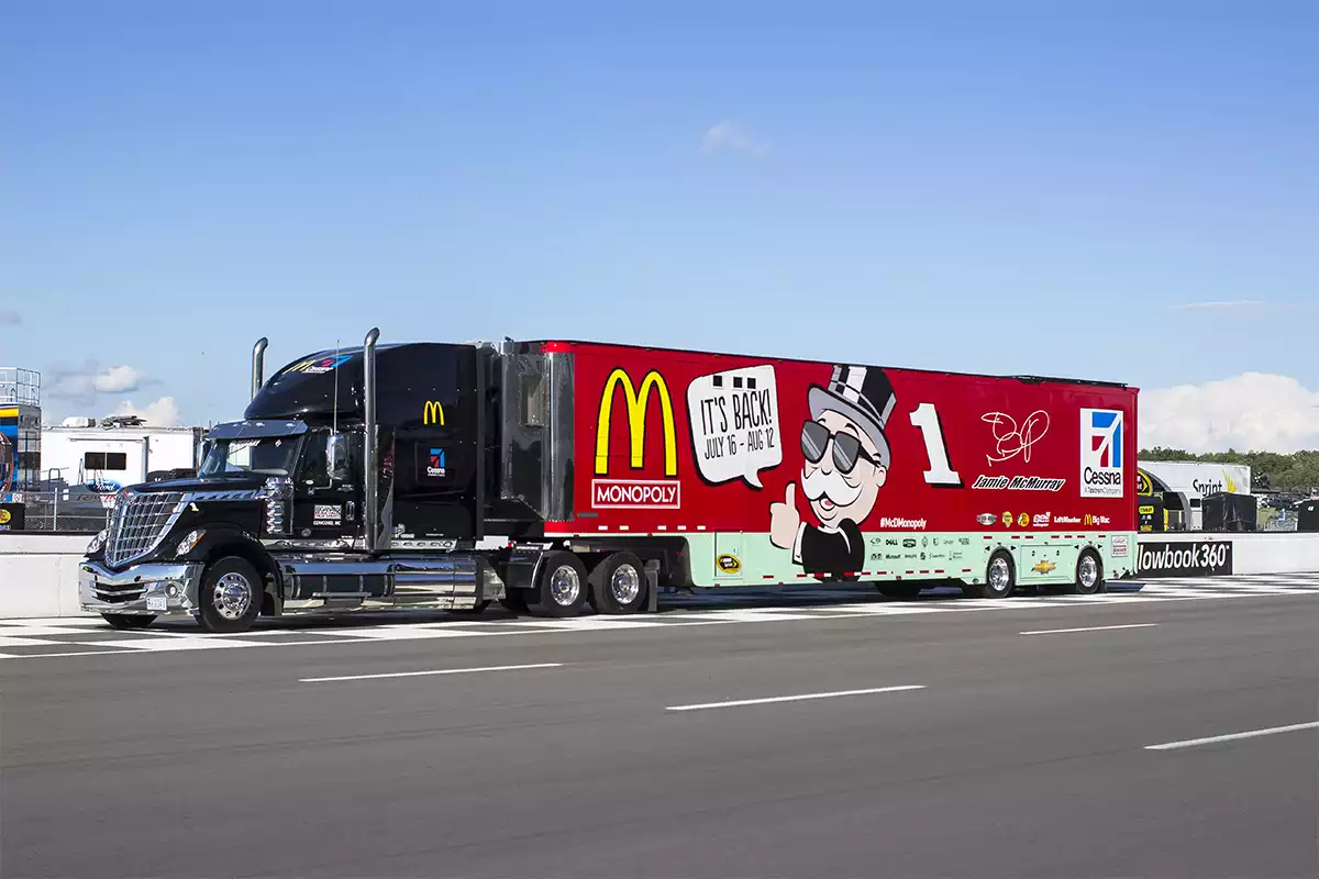 a mcdonalds monopoly wagon.