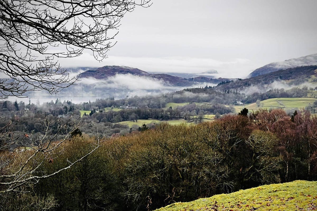 a mist country view from Orrest Head Viewpoint in Windermere