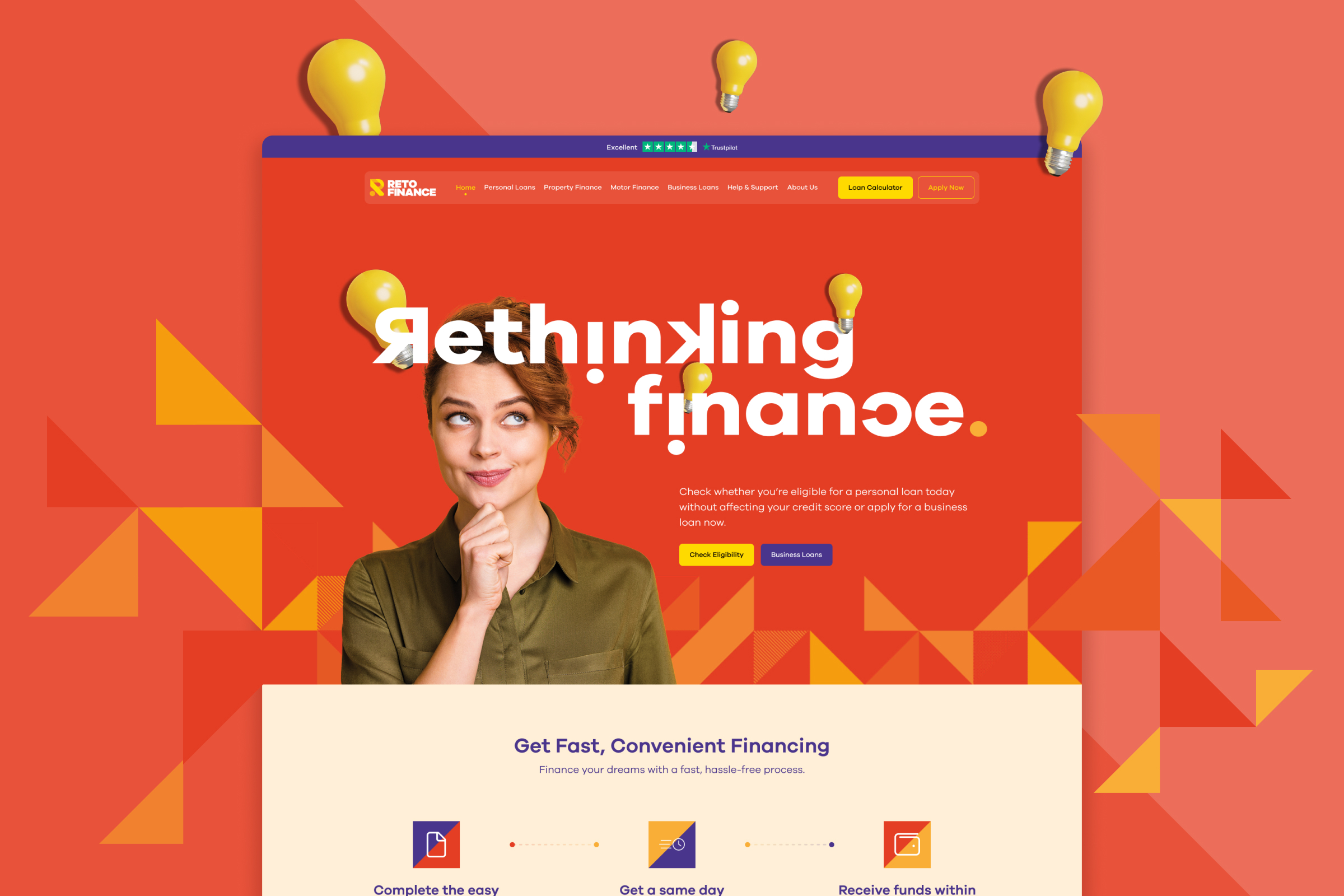 Case study image of the new Reto Finance website
