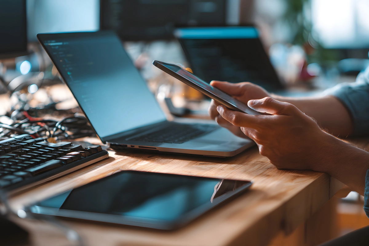 Developer performing cross-browser testing on different screen sizes
